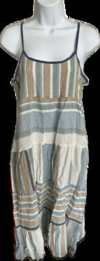 Adrift Carrie dress Cyprus Blue striped color block spaghetti strap Small NWT